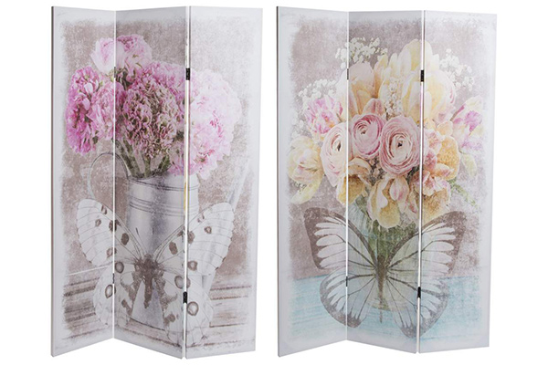 Folding screen canvas 120x180x2,5 flowers