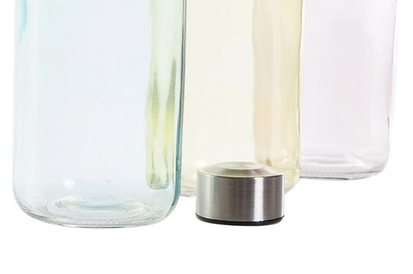 Bottle glass inox 8x8x31 1 l, 3 mod.