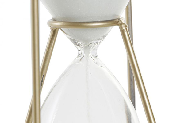 Hourglass/ sand clock iron glass 10x10x23 golden