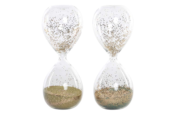 Hourglass/ sand clock glass 9x20 golden 2 mod.