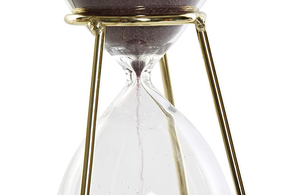 Hourglass/ sand clock metal glass 8x8x19 golden