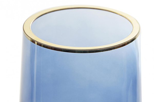 Vase glass metal 13x13x30 blue
