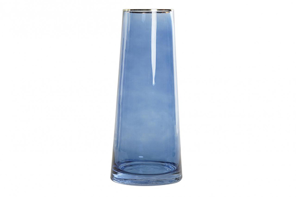 Vase glass metal 13x13x30 blue