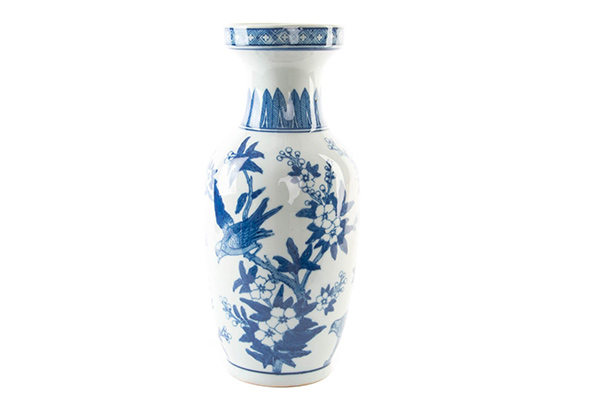 Vase porcelain 15x36 cracked blue