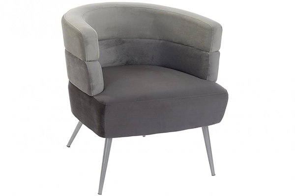 Armchair polyester iron 70x63x69 velvet grey