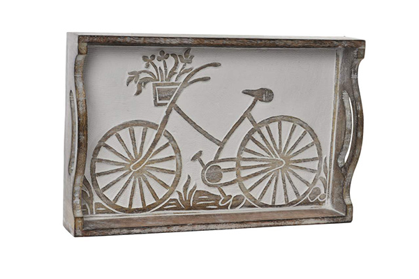Tray wood 34x22x6,5 bicycle aged brown
