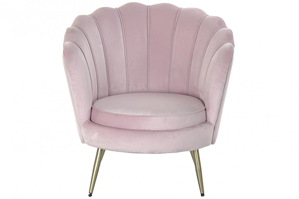 Armchair polyester metal 80x46x84 shell pink