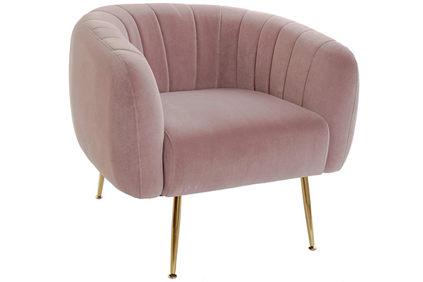 Armchair polyester metal 81x75x73 velvet pink
