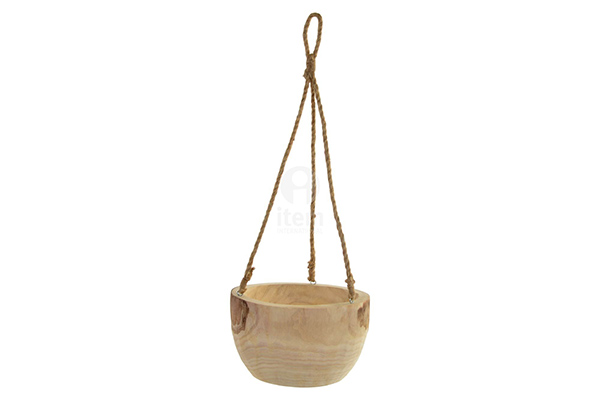 Flowerpot stand wood rope 23x23x13 pendant natural