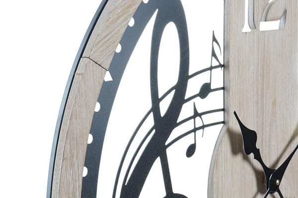 Wall clock iron mdf 60x4,5x60 musical note black