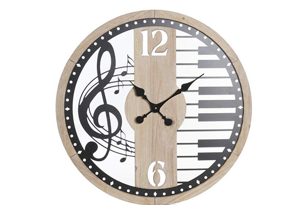 Wall clock iron mdf 60x4,5x60 musical note black