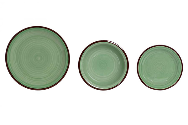 Crockery set 18 stoneware 26,5x26,5x3 green