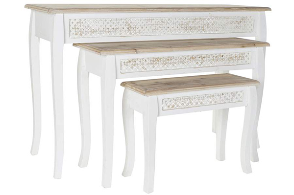 Console table set 3 firwood 120x40x78 decape white