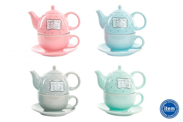 Teapot bowl set ceramic tile 15,5x14x15