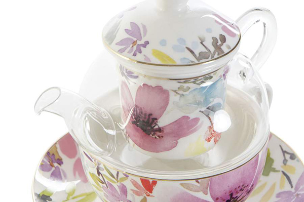 Set čajnik i šolja za čaj cvetni 16,5x13,5x14 250 ml, 2 modela