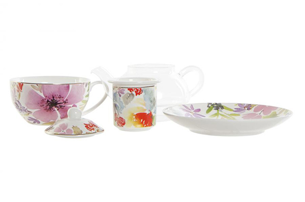 Teapot glass porcelain 16,5x13,5x14 250 ml, 2 mod.