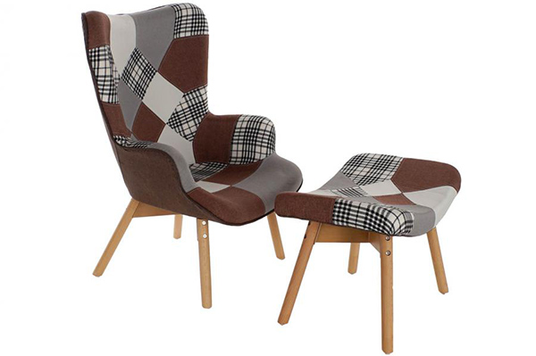 Set fotelja i stolica za noge brown / 2 70x62x99