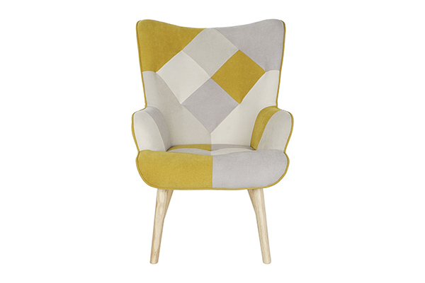 Set fotelja i stolica za noge patchwork yellow 70x73x102