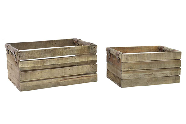 Box set 2 wood metal 57x37,5x26,5 rustic