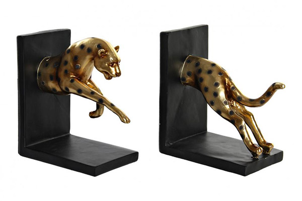 Set graničnika knjiga / 2 leopard golden 34x9,5x17