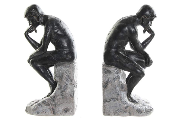 Bookend set 2 resin 13x12x28 thinker grey