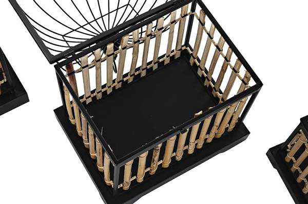 Cage set 3 rattan metal 38,5x30x54 black