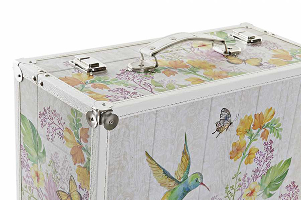 Box set 2 polyester wood 43x19x34 bird white