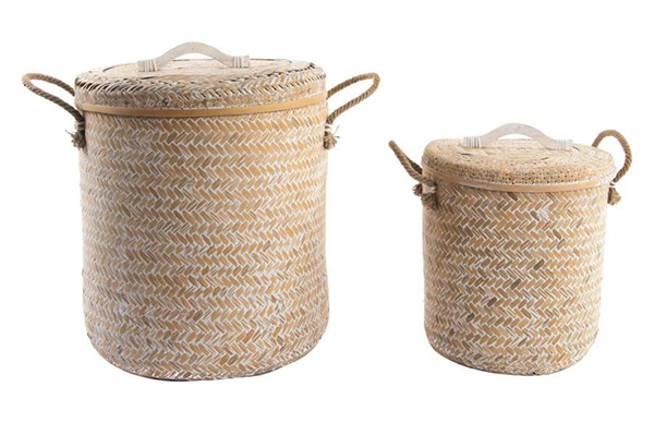 Basket set 2 bamboo 45x49 natural white