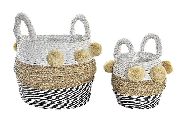 Basket set 2 seagrass 34x33x26 8 beige