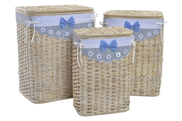 Basket set 3 bamboo polyester 46x36x59 tie natural