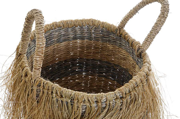 Basket set 3 fiber 35x35x45 flecos natural brown