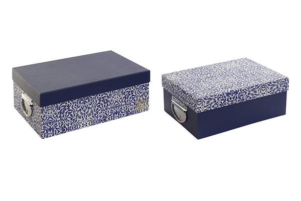Bo te set 2 carton 29x21x12,5 floral bleu