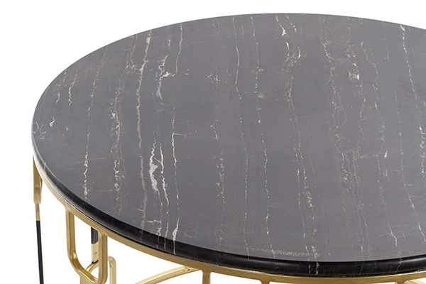 Auxiliary table set 2 metal marble 67x67x42 black