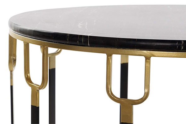 Auxiliary table set 2 metal marble 67x67x42 black