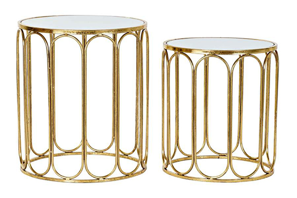 Auxiliary table set 2 metal mirror 43x43x51 golden