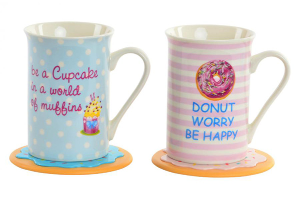 Tea mug set 2 porcelain 10,5x7,5x10,5 300ml donut
