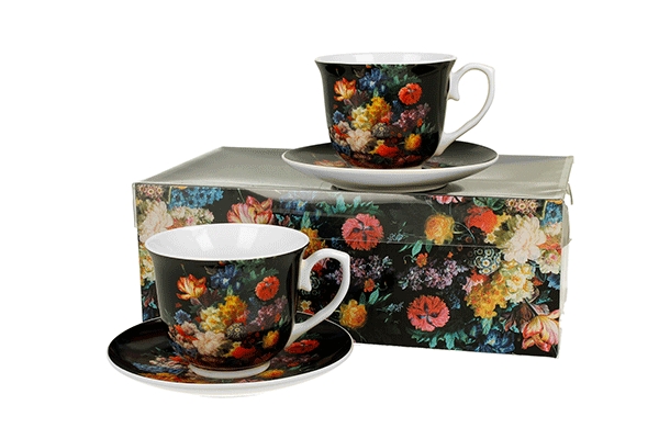 2 cups with saucers bouquet (pvc)