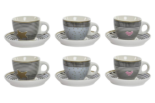Coffee set 6 porcelain 9x7x5 90ml stripes