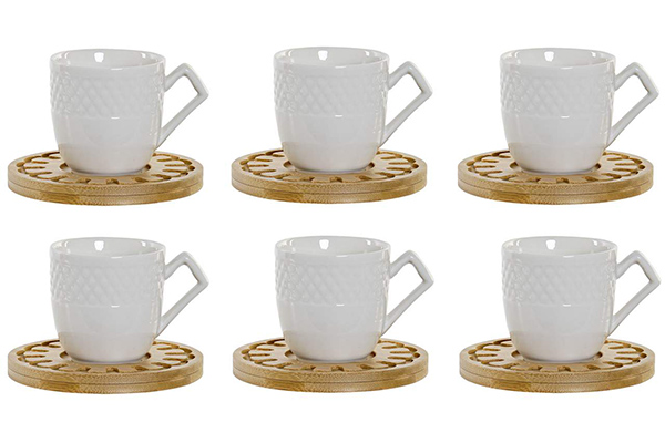 Coffee set 6 porcelain bamboo 16x16x25 75ml. white