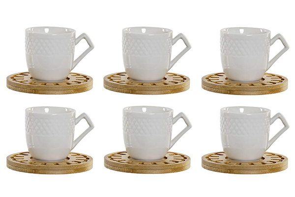 Coffee set 6 porcelain bamboo 18x18x22 90ml. white