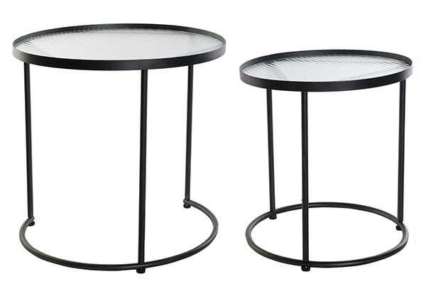 Auxiliary table set 2 metal glass 45x45x45 black