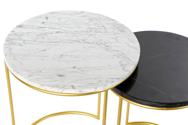 Auxiliary table set 2 marble metal 40x40x46,5