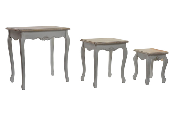 Auxiliary table set 3 wood 60x40x61 natural white