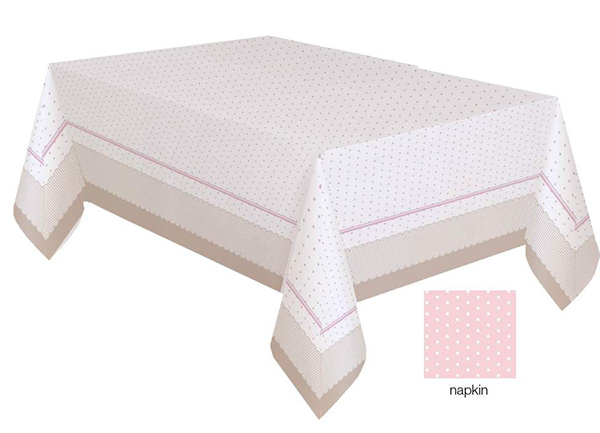 Tablecloth set 8 cotton 150x250 trousseau pink