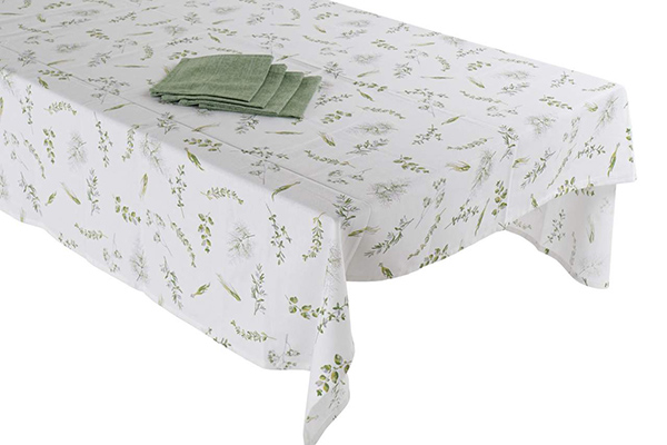Tablecloth set 4 cotton 150x150x150 botanic green