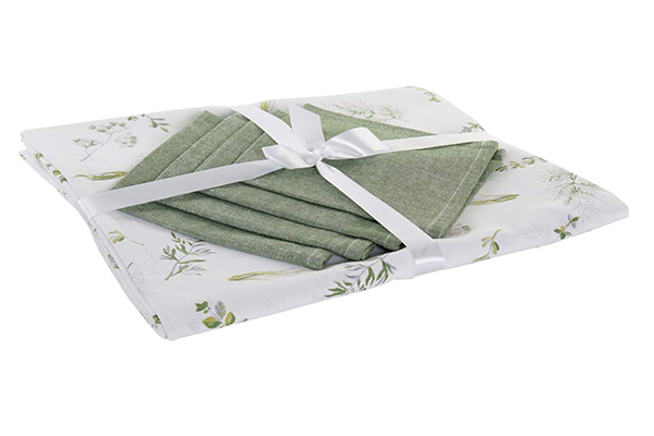 Tablecloth set 4 cotton 150x150x150 botanic green