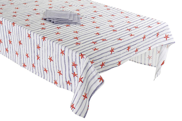 Tablecloth set 4 cotton 150x150x150 summer blue