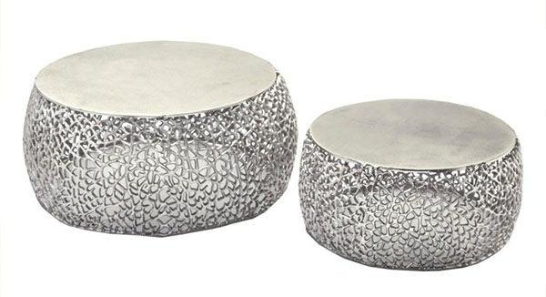 Coffee table set 2 aluminium 70x30 coral silver