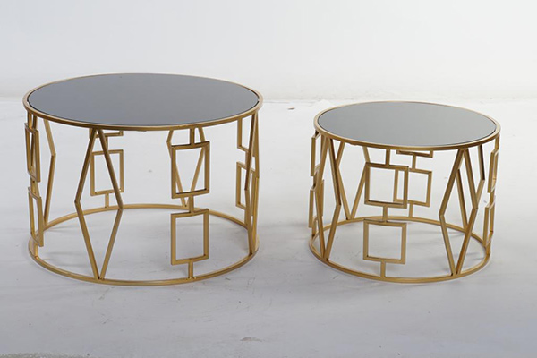 Set stolova golden geometric / 2 61x61x40