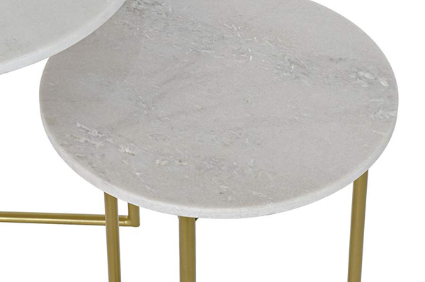Auxiliary table set 2 marble metal 40x40x45 white